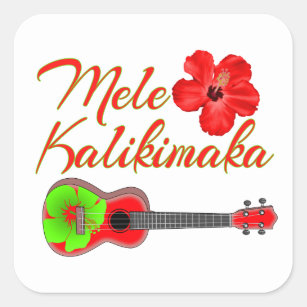 Sticker Carré Mele Kalikimaka Ukulele