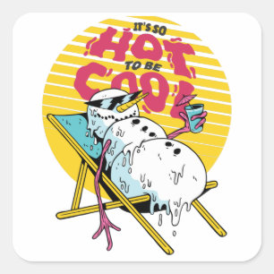 Sticker Carré Melting Snowman tellement chaud pour être cool