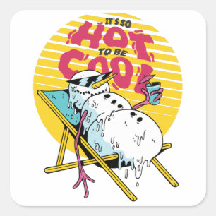 Sticker Carré Melting Snowman tellement chaud pour être cool