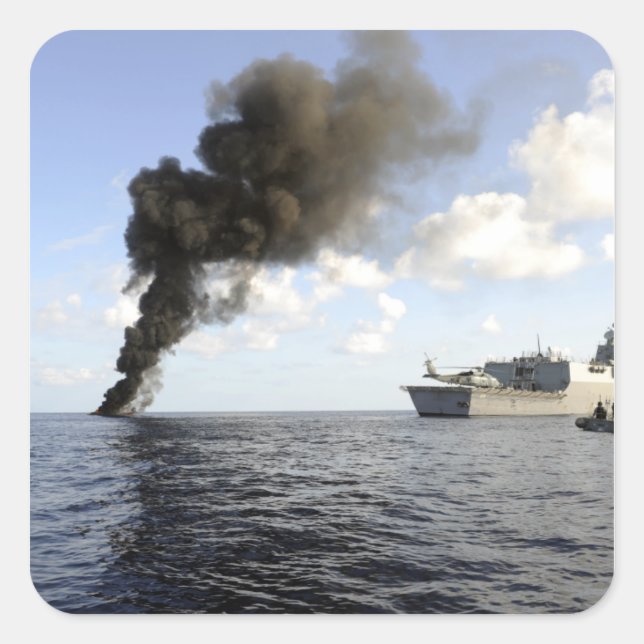 Sticker Carré Membres de la Garde côtière américaine (Devant)