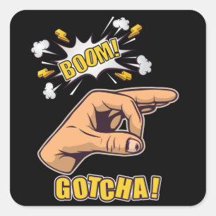 Sticker Carré Mème de Gotcha Finger