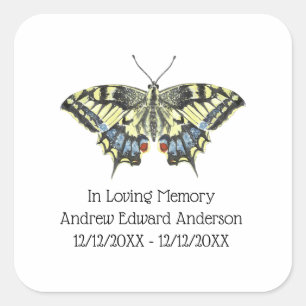 Sticker Carré Mémorial papillon personnalisé Perte d'un être che