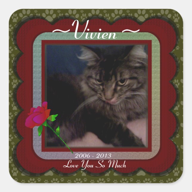 Sticker Carré Mémorial personnalisé pour animaux de compagnie (Devant)