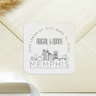 Sticker Carré Memphis Mariage   Sceau d'enveloppe préadressé