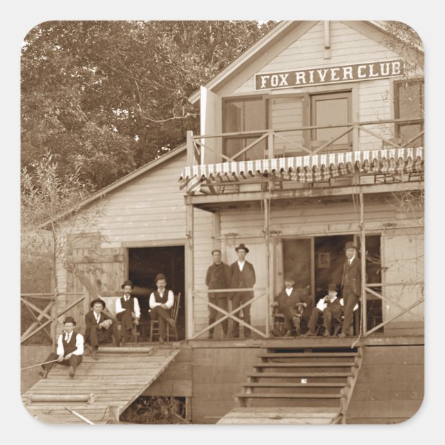 Sticker Carré Men Club Fox River Club 1880 Fishing Elgin (Devant)
