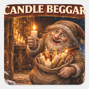 Sticker Carré Mendiant de bougie lutin de Noël islandais
