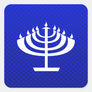 Sticker Carré Menorah bleue