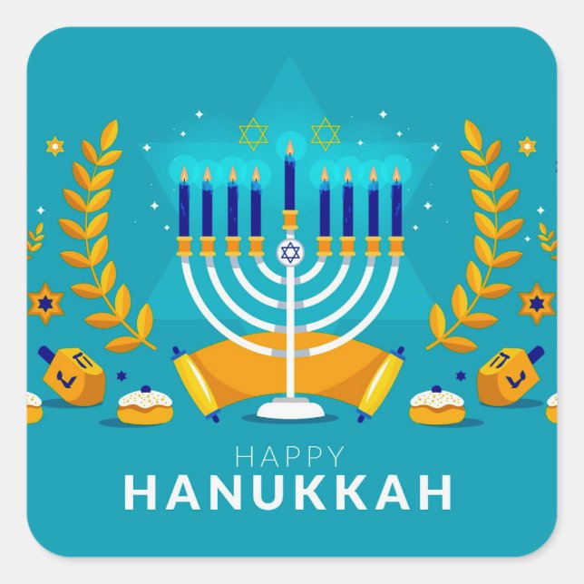 Sticker Carré Menorah de Hanouka   (Devant)