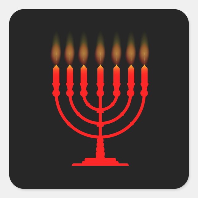 Sticker Carré Menorh Avec Sept Bougies (Devant)