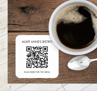 Sticker Carré Menu de commande QR Code Café Restaurant Café Café