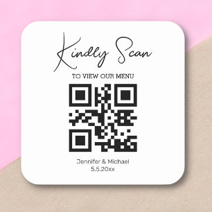 Sticker Carré menu de mariage de code qr minimal moderne simple