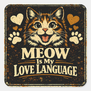 Sticker Carré Meow est mon langage d'amour – Amour de communicat