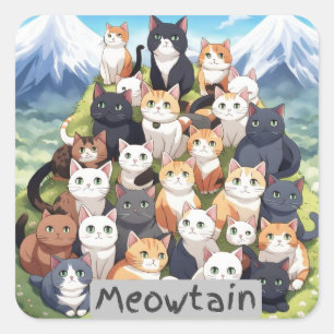 Sticker Carré Meowtain - Un Pile De Chats