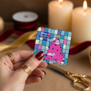 Sticker Carré Meowy Noël Fête Féline