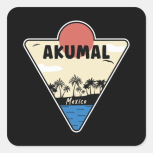 Sticker Carré Mer Akumal Mexique