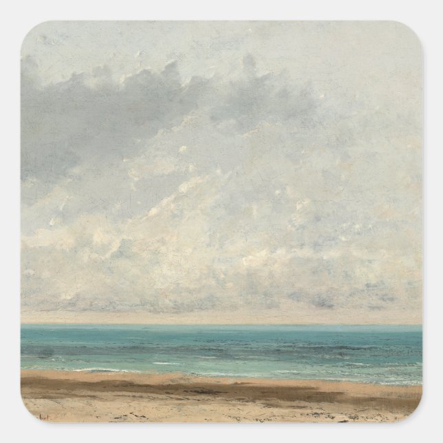 Sticker Carré Mer Calme - Gustave Courbet (Devant)