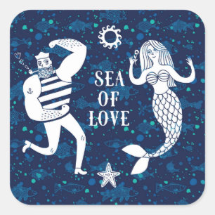 Sticker Carré Mer d'affiche d'amour