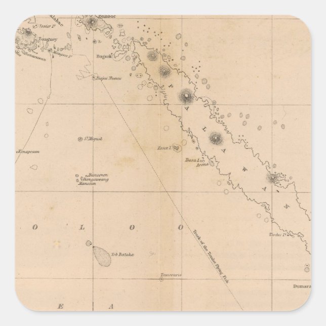Sticker Carré Mer de Sooloo, Archipel, Philippines (Devant)