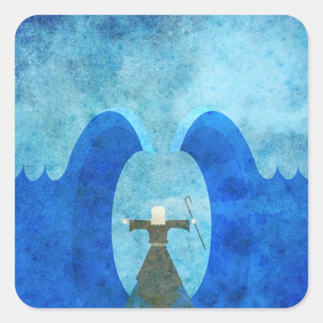 Sticker Carré mer rouge par Moses - art chrétien (Devant)