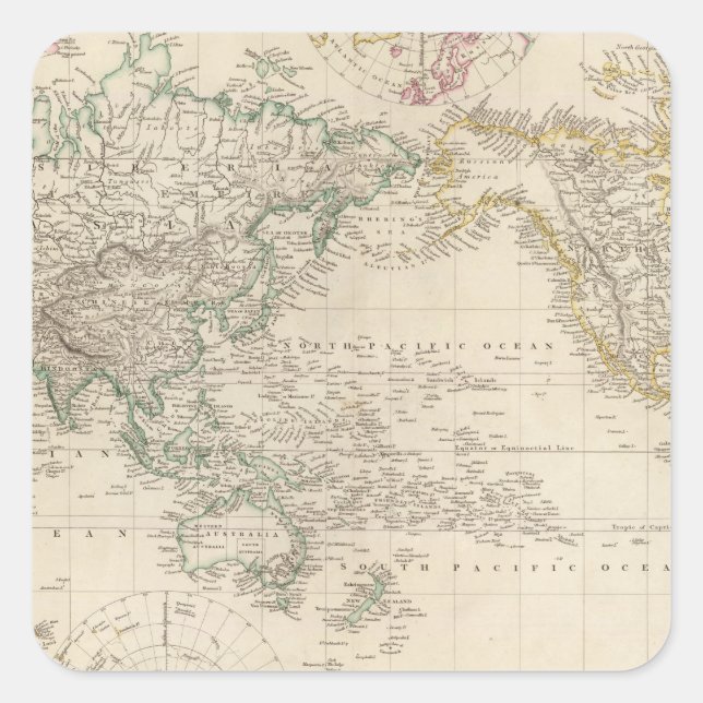 Sticker Carré Mercators Projection du monde (Devant)