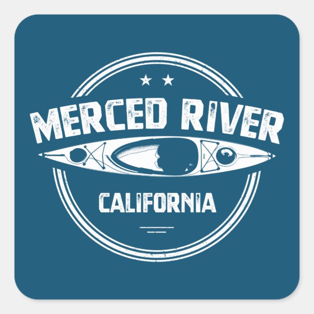 Sticker Carré Merced River California Kayak (Devant)