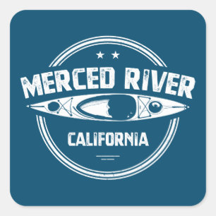 Sticker Carré Merced River California Kayak