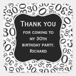 Sticker Carré Merci : 30e anniversaire Black Number Motif