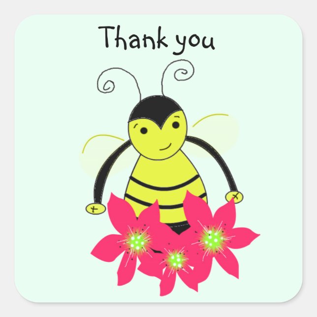 Sticker Carré Merci Abeille Fantaisiste (Devant)