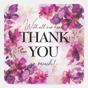 Sticker Carré Merci : aquarelle