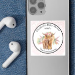 Sticker Carré Merci Baby shower Bébé Highland Vache Calf<br><div class="desc">Cette conception peut être personnalisée dans la zone fournie en modifiant la photo et/ou le texte. Vous pouvez également le customiser en cliquant sur Personnaliser ce Modèle, puis en choisissant l'option cliquer pour customiser et supprimer ou modifier la couleur de l'arrière - plan, ajouter du texte, modifier la couleur ou...</div>