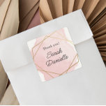 Sticker Carré Merci Bat mitzvah rose élégant préféré<br><div class="desc">Ce design moderne présente un design aquarelle encadré en or et votre texte personnalisé. Utilisez le formulaire modèle pour ajouter votre texte. Les menus d'édition avancés,  accessibles en choisissant "Outil de conception",  vous permettront de modifier les polices,  les couleurs et la disposition.</div>