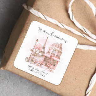 Sticker Carré Merci Beaucoup Paris Café Baby shower Merci