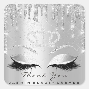 Sticker Carré Merci Beauté Lashes Bridal Grey Parties scintillan