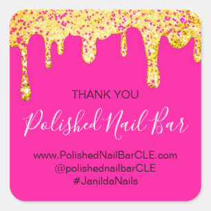 Sticker Carré Merci Boutique Boutique Nails Butte Or Rose Chaud