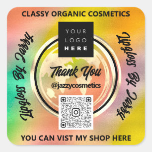 Sticker Carré Merci Business Logo de QRCode Holographie mondiale