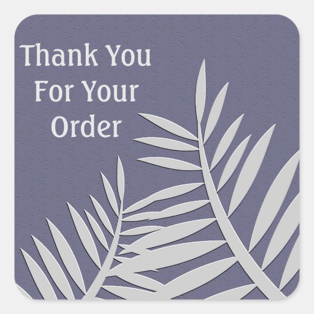 Sticker Carré Merci Business Order Client Feuille violet (Devant)