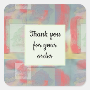 Sticker Carré Merci Business Order Pastel Client Abstrait