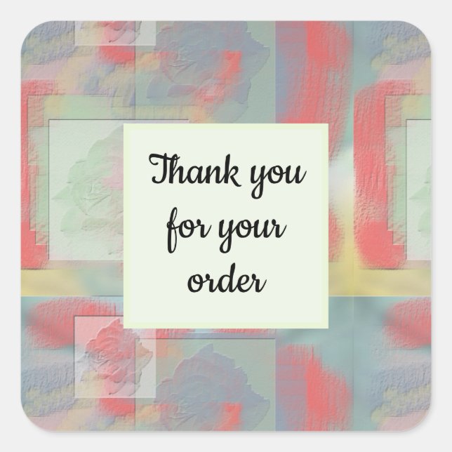 Sticker Carré Merci Business Order Pastel Client Abstrait (Devant)