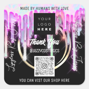 Sticker Carré Merci Business QR Code Logo me scanner Black PinkD