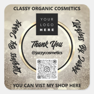 Sticker Carré Merci Business QR Code Logo Smoky Parties scintill