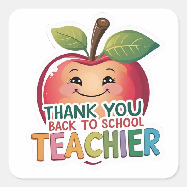 Sticker Carré Merci Cadeau de Rentrée Professeur Apple  (Devant)
