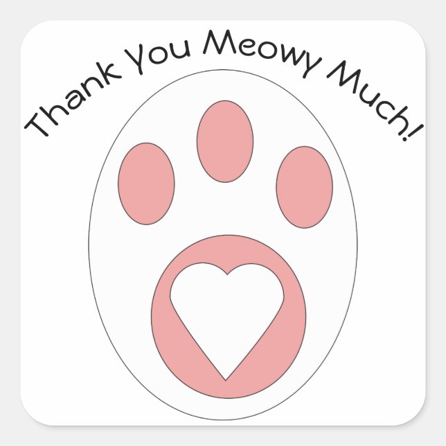 Sticker Carré Merci Cat Paw Cute Personnaliser (Devant)