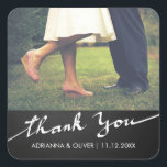 Sticker Carré Merci Chalkboard Typographie Mariage Photo<br><div class="desc">Merci Chalkboard Typographie Mariage Photo</div>