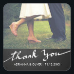 Sticker Carré Merci Chalkboard Typographie Mariage Photo<br><div class="desc">Merci Chalkboard Typographie Mariage Photo</div>