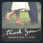 Sticker Carré Merci Chalkboard Typographie Mariage Photo<br><div class="desc">Merci Chalkboard Typographie Mariage Photo</div>