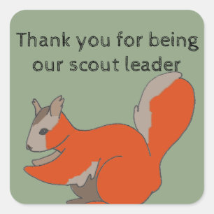 Sticker Carré Merci Chef Scoutisme Artistic Red Squirrel