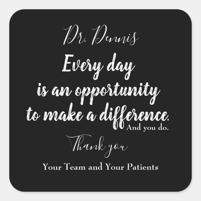 Sticker Carré Merci Citation Santé Noir Blanc Typographie (Devant)