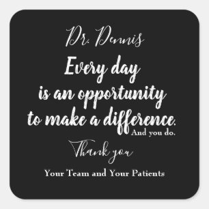 Sticker Carré Merci Citation Santé Noir Blanc Typographie