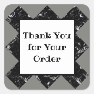Sticker Carré Merci Commande noir blanc Diamant client
