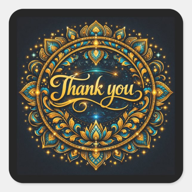 Sticker Carré Merci | Conception de gratitude élégante (Devant)